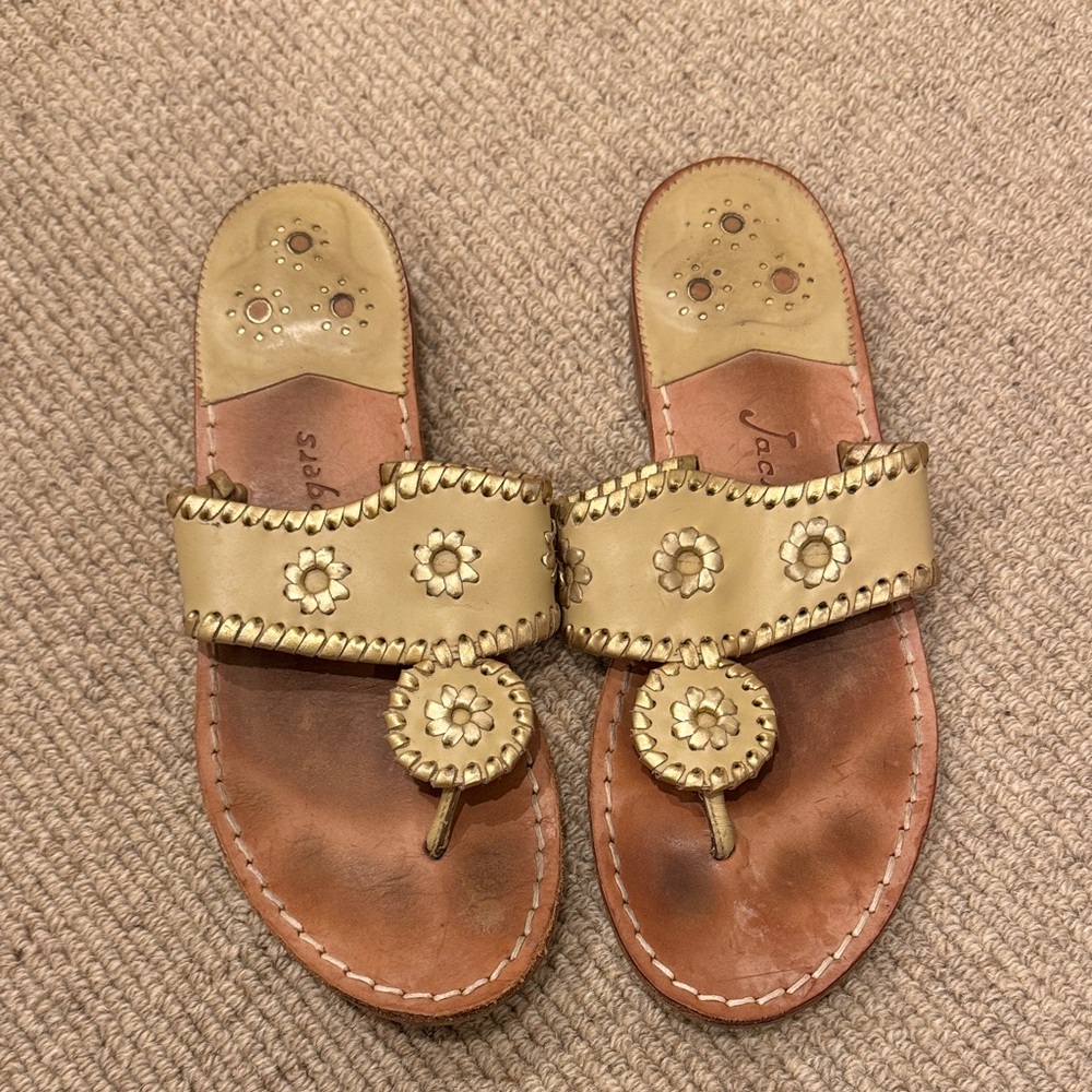 Jack Rogers Gold and Tan Sandals